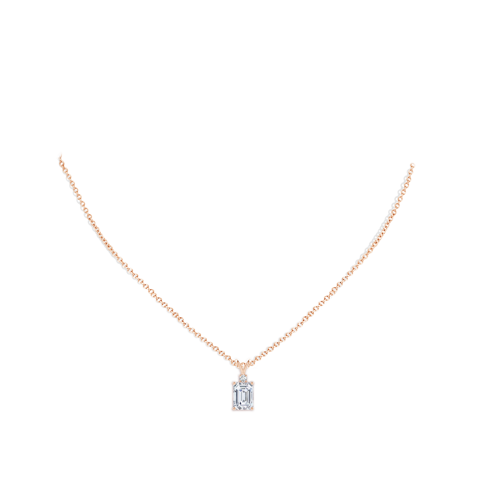 Emerald-Cut Lab-Grown Diamond Solitaire Pendant with Accent