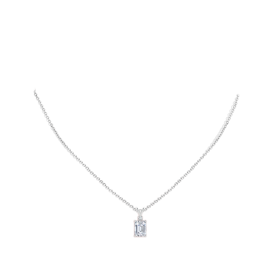 Emerald-Cut Lab-Grown Diamond Solitaire Pendant with Accent