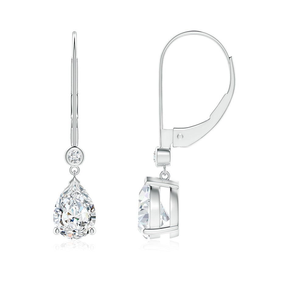 Lab-Grown Pear-Shaped Diamond Leverback Drop Earrings with Lab Diamond Accent