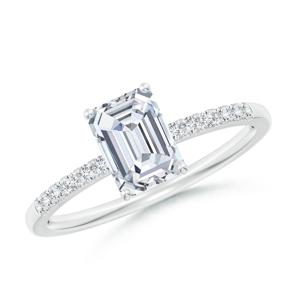 Lab-Grown Emerald-Cut Diamond Engagement Ring with Lab Diamond Accents