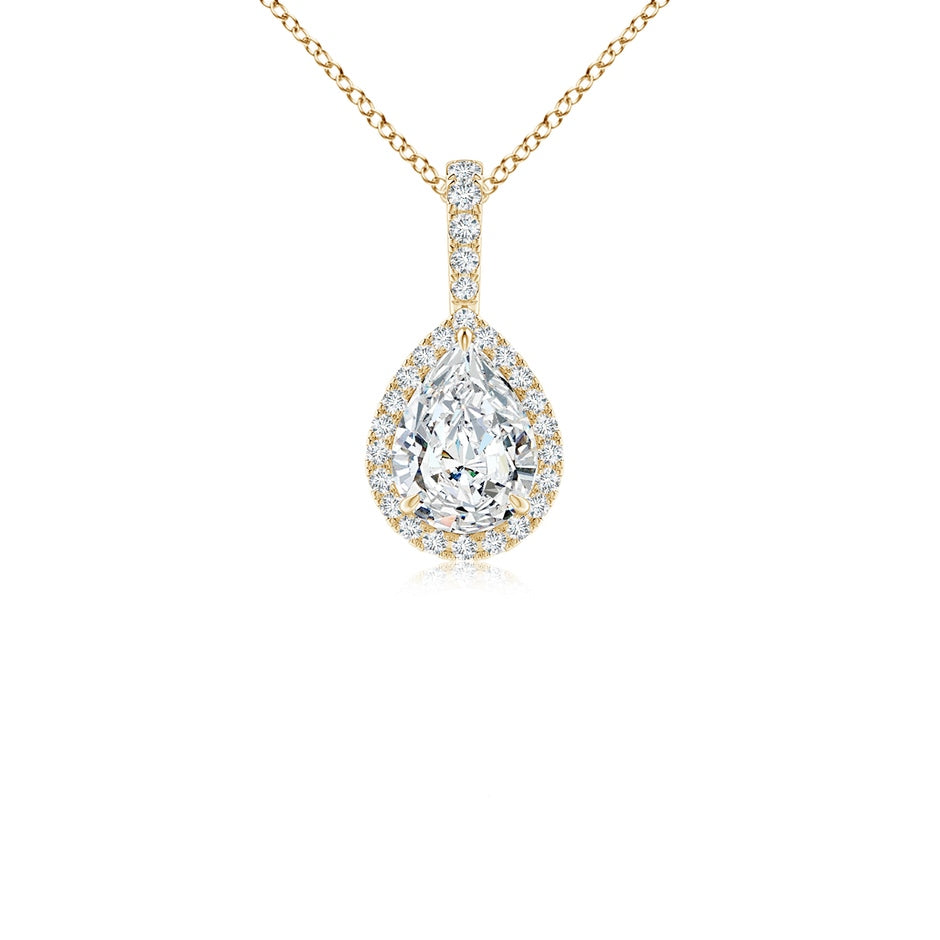 Lab-Grown Diamond Teardrop Pendant with Halo