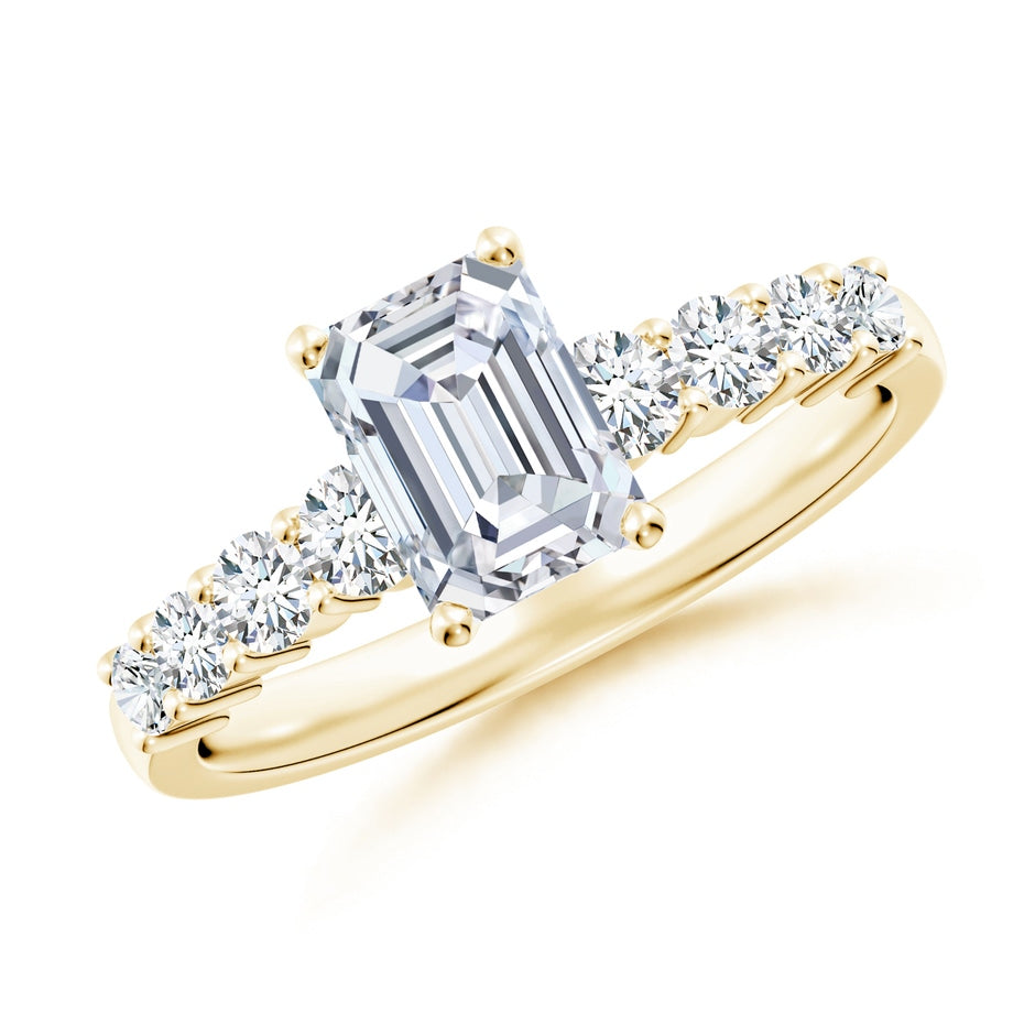 Lab-Grown Solitaire Emerald-Cut Diamond Graduated Engagement Ring