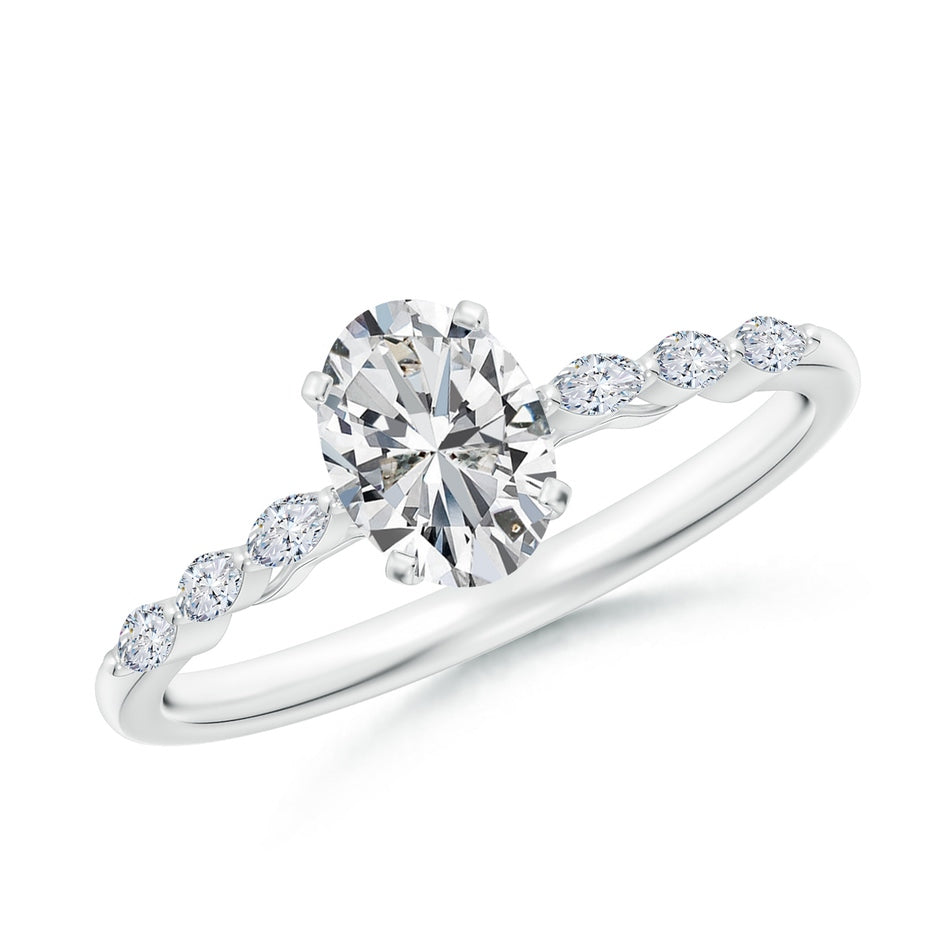 Oval Diamond Engagement Ring with Marquise Accents