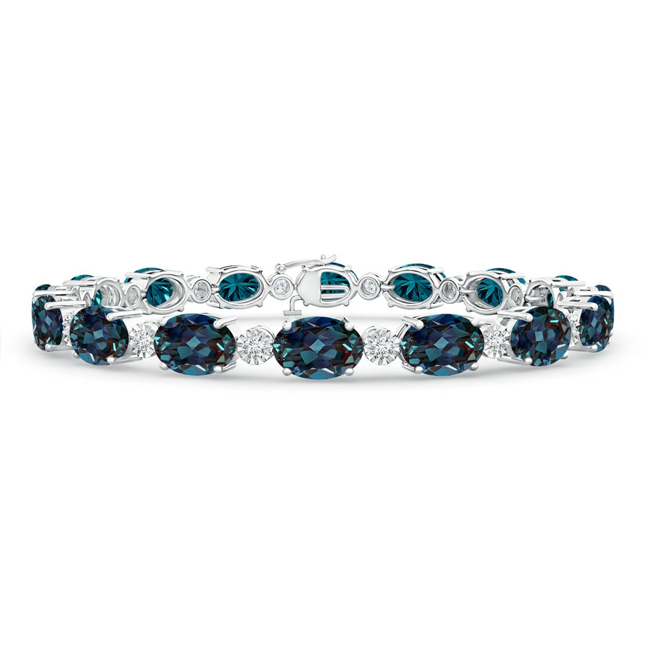 Oval Lab-Grown Alexandrite Stackable Bracelet with Illusion Diamonds