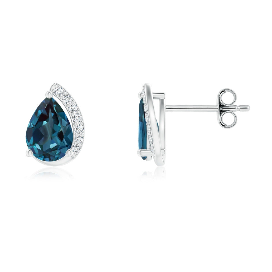 Solitaire Pear Lab-Grown Alexandrite Swirl Stud Earrings with Diamond Accents