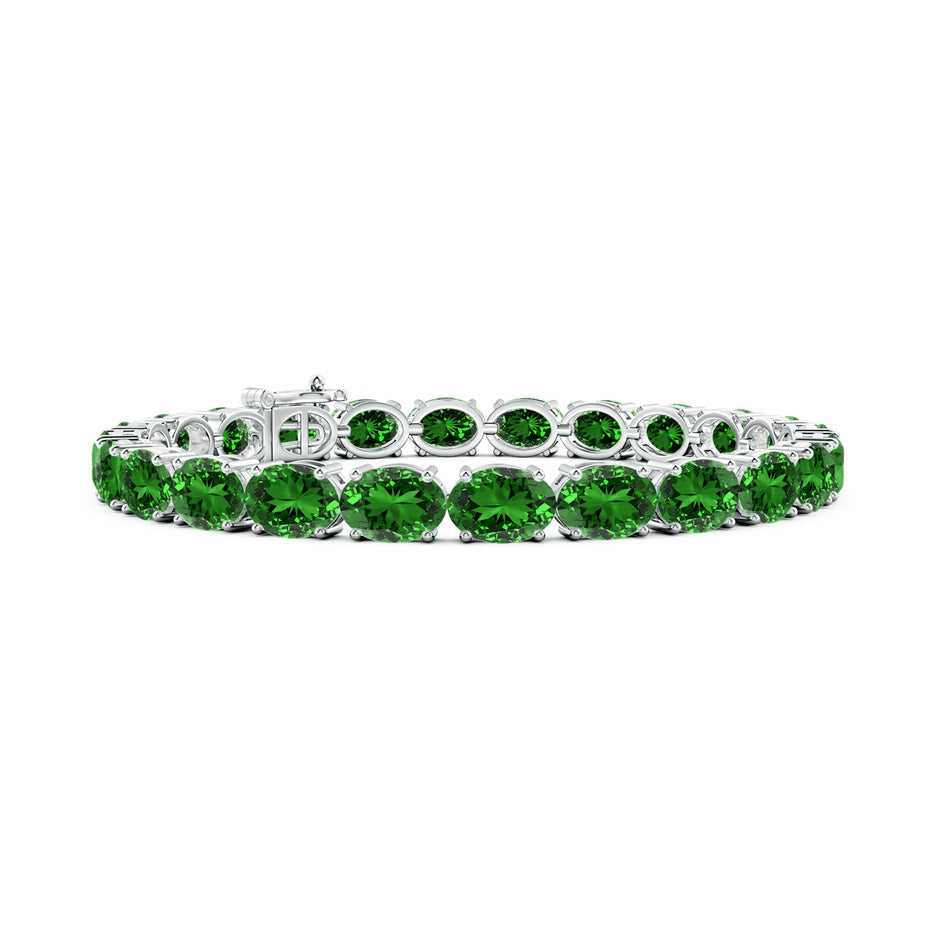 Lab-Grown Classic Oval Emerald Tennis Link Bracelet