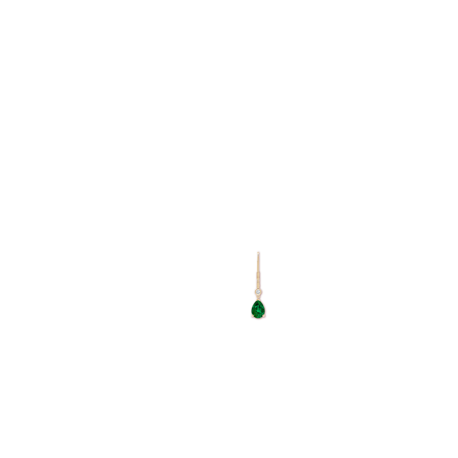 Lab-Grown Pear-Shaped Emerald Leverback Drop Earrings with Lab Diamond