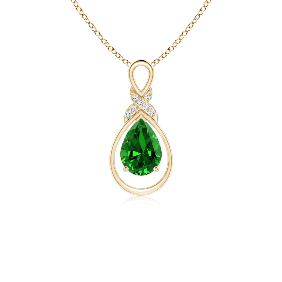 Lab-Grown Emerald Infinity Pendant with Lab Diamond 'X' Motif