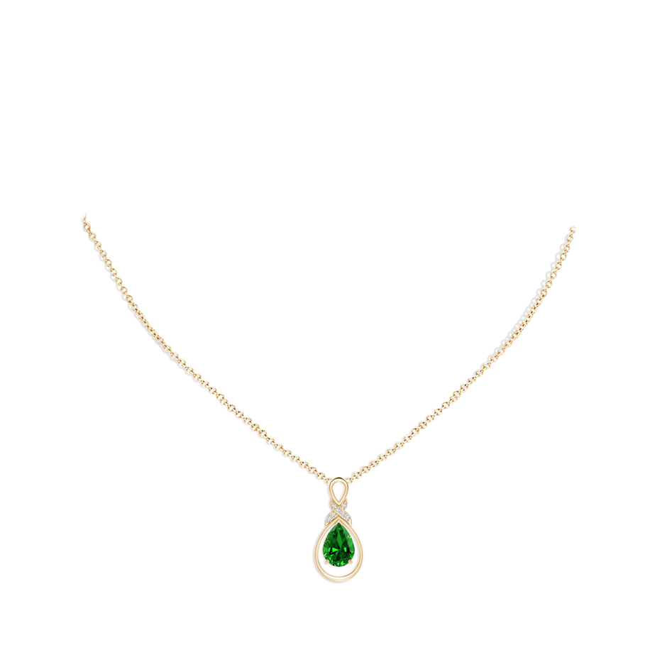 Lab-Grown Emerald Infinity Pendant with Lab Diamond 'X' Motif