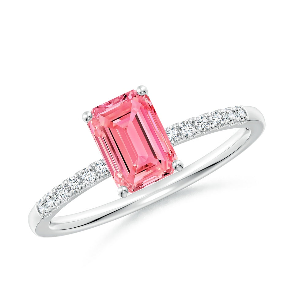 Emerald-Cut Lab-Grown Fancy Intense Pink Diamond Engagement Ring
