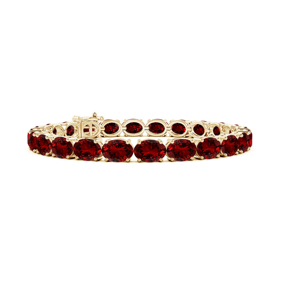 Lab-Grown Classic Oval Ruby Tennis Link Bracelet