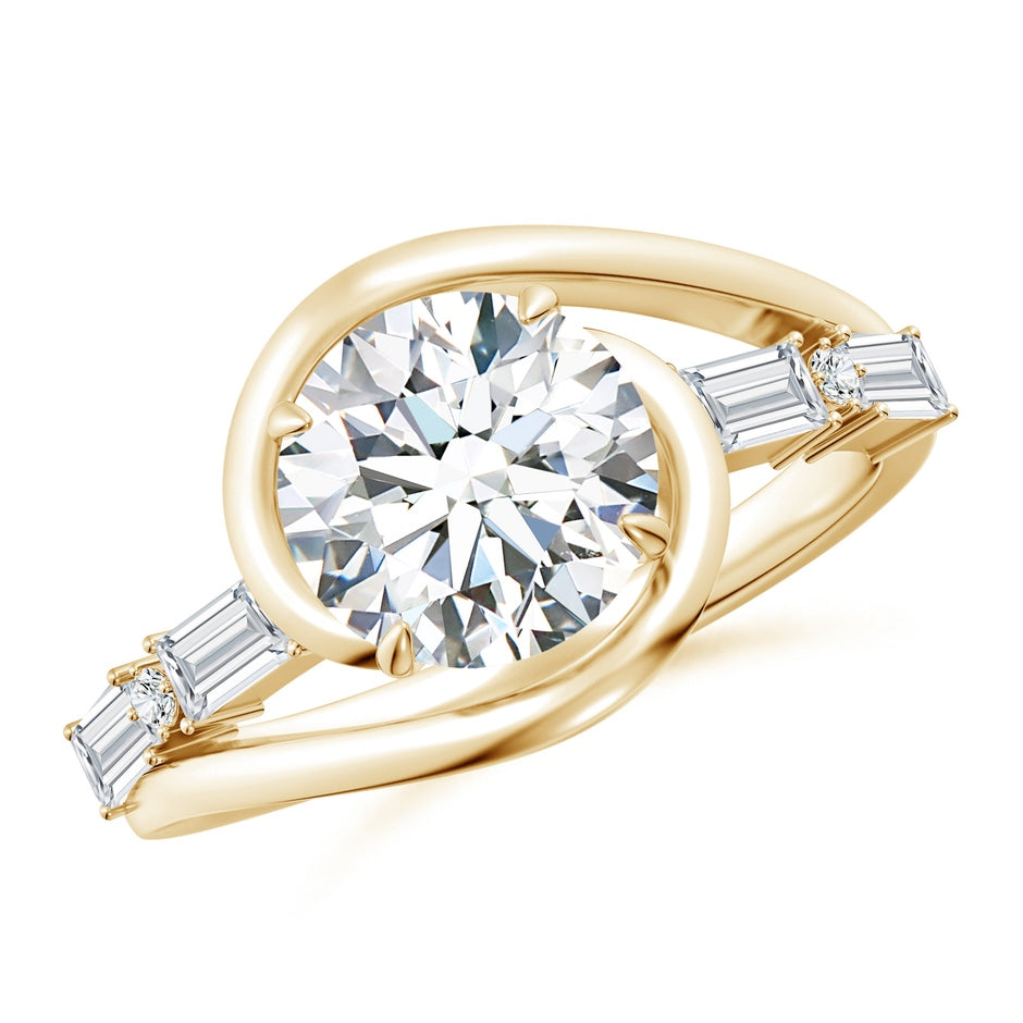 Vintage Inspired Round Lab-Grown Diamond Bypass Shank Engagement Ring