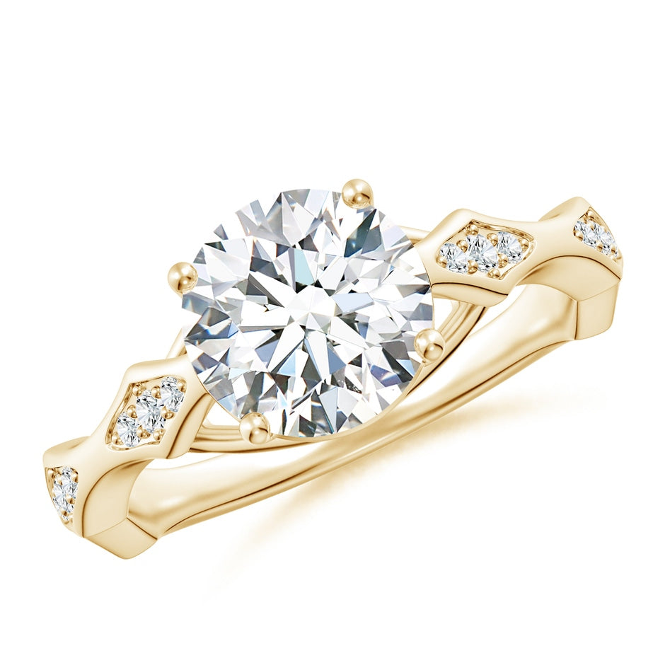 Round Lab-Grown Diamond Wavy Shank Engagement Ring with Accents