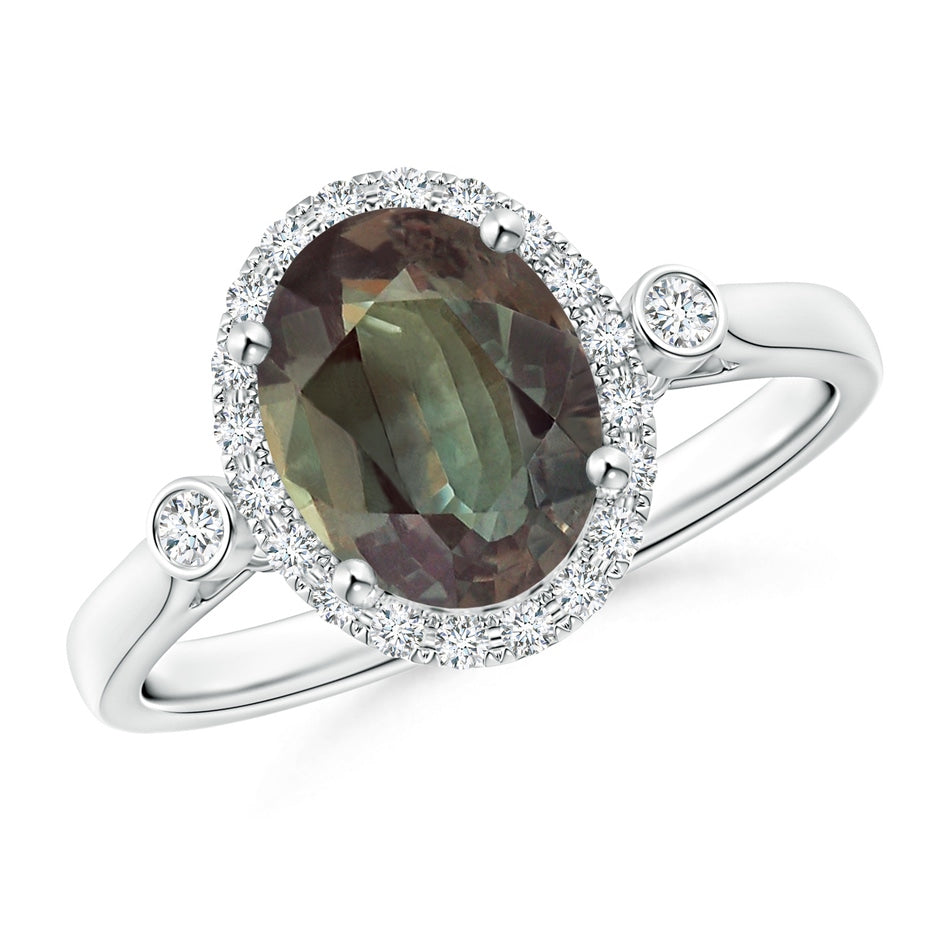 GIA Certified Oval Alexandrite Ring with Diamonds