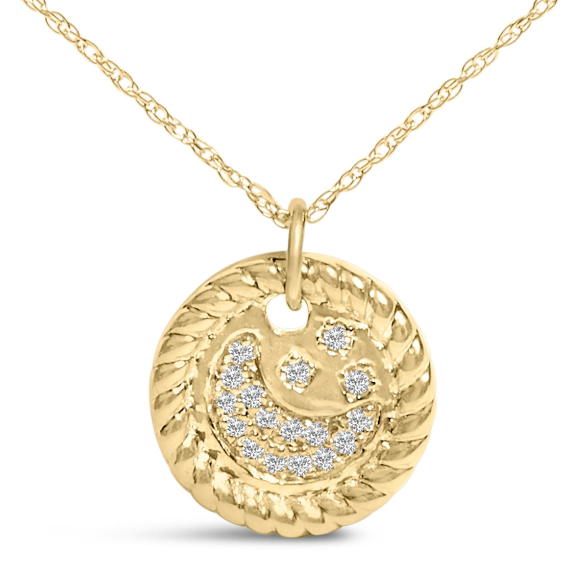10K Yellow Gold Diamond Accent Crescent Moon Pendant Necklace