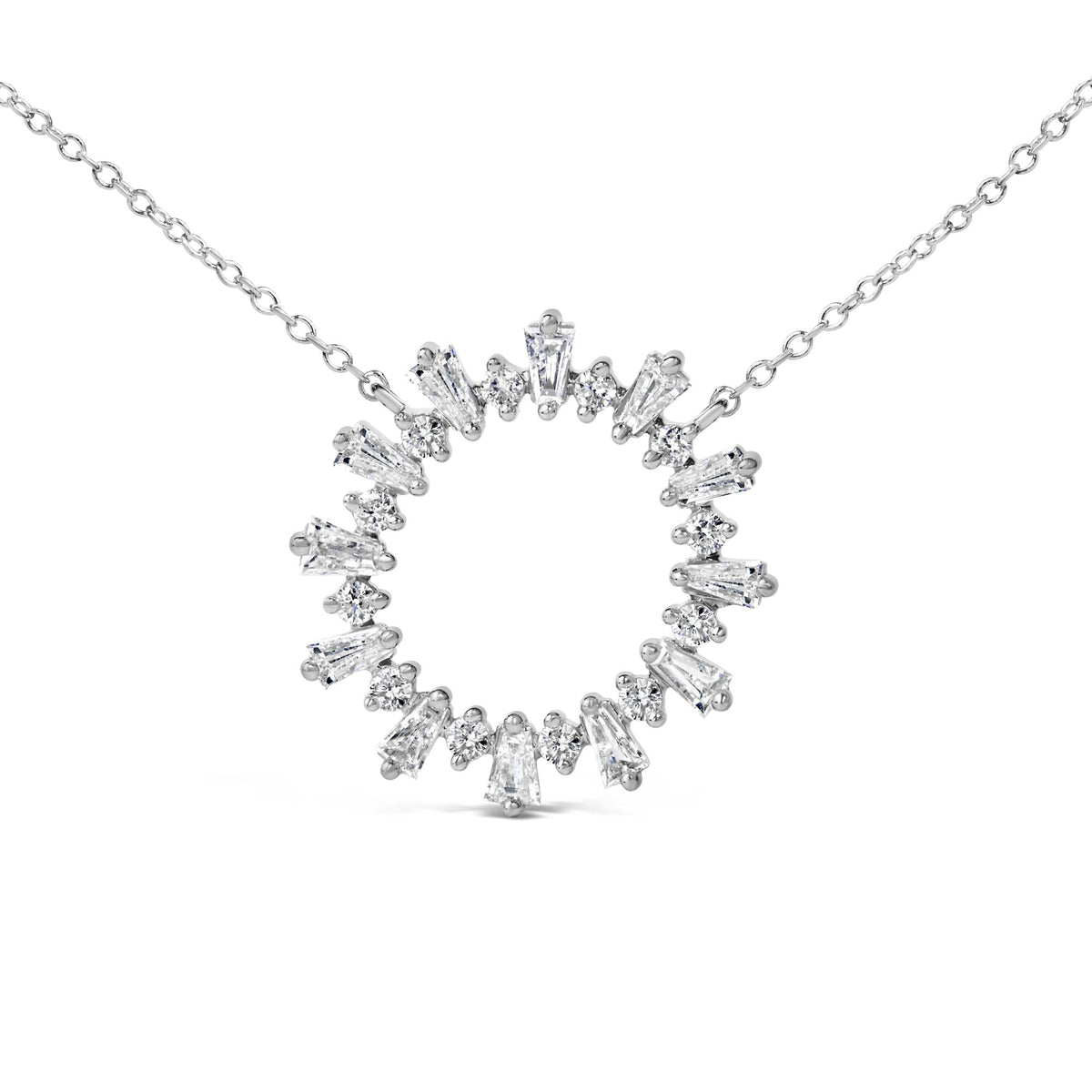Sterling Silver 3/4 Cttw Diamond Starburst Medallion Pendant Necklace
