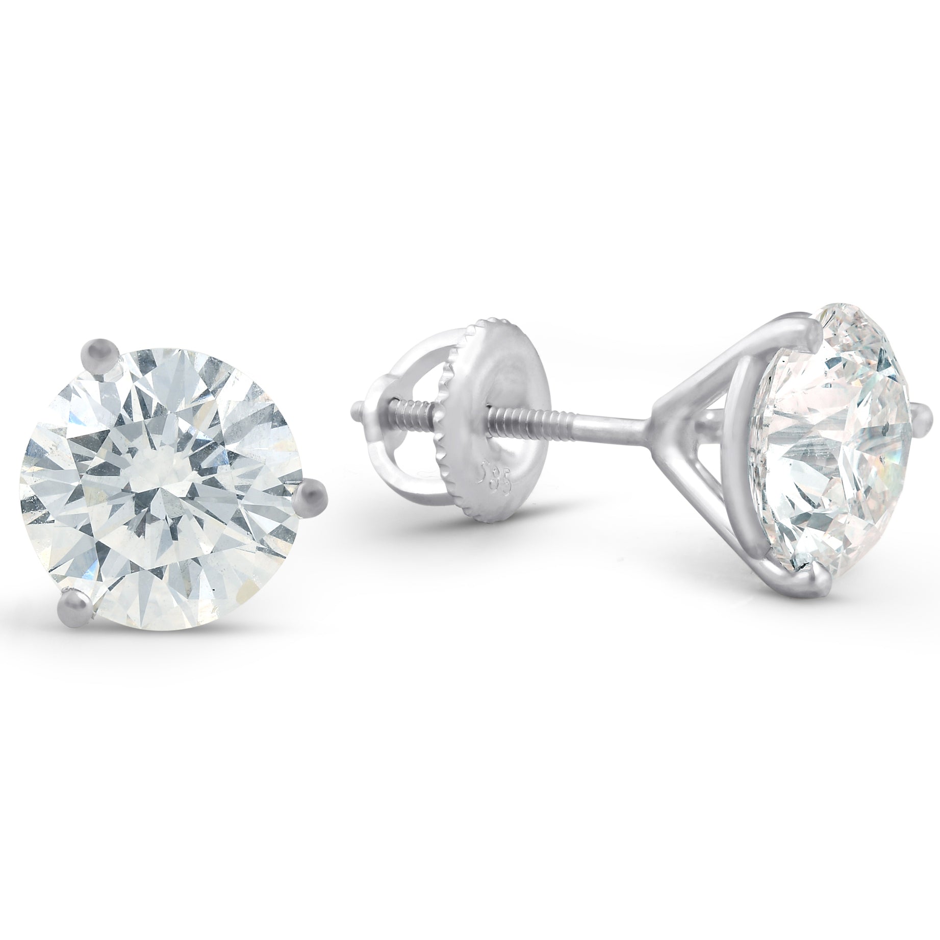4 ct Diamond Martini Screw Back Studs 14k White Gold Enhanced