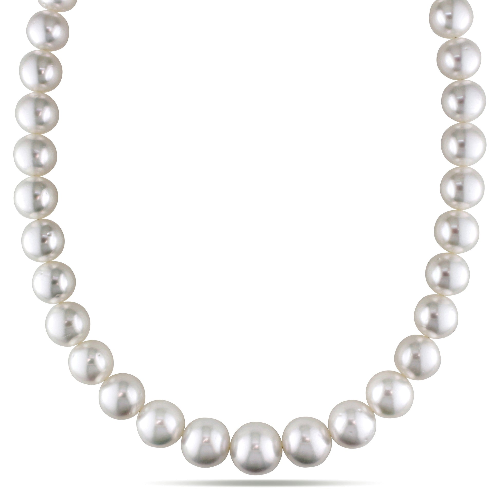 10-12mm White South Sea Graduated Pearl Strand Necklace with 14k Yellow Gold Clasp