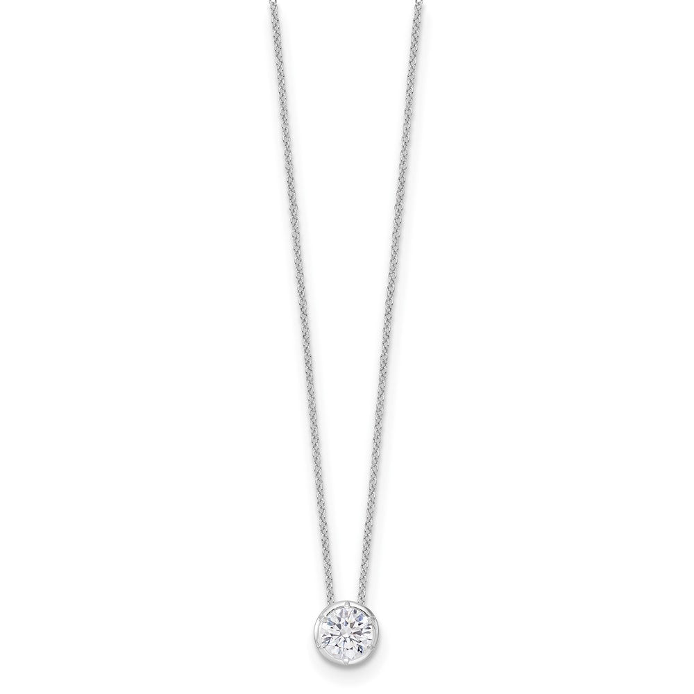 14k White Gold 1 CT Lab Grown Diamond Solitaire Slide Pendant Necklace 18'