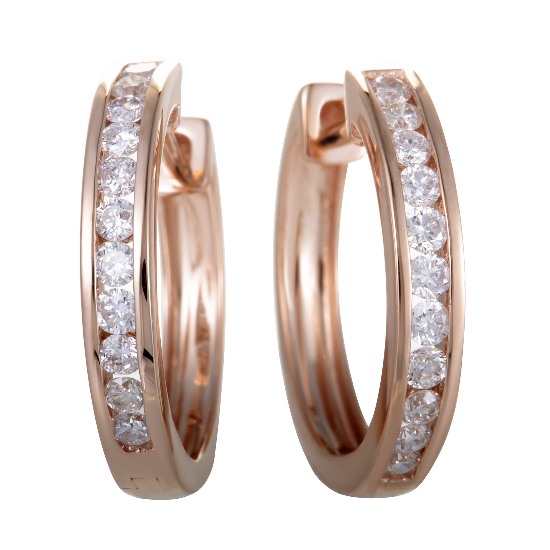 ~.50ct Small 14K Rose Gold Diamond Hoop Earrings