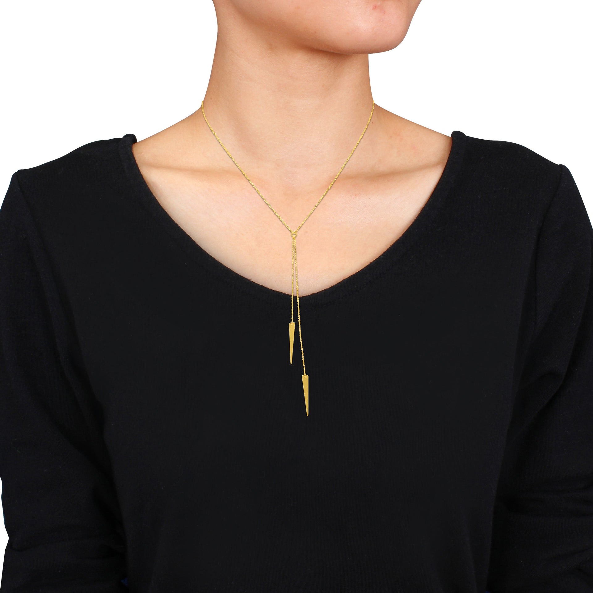Mimi & Max Double Arrow Necklace in 14k Yellow Gold - 16.5+1 in