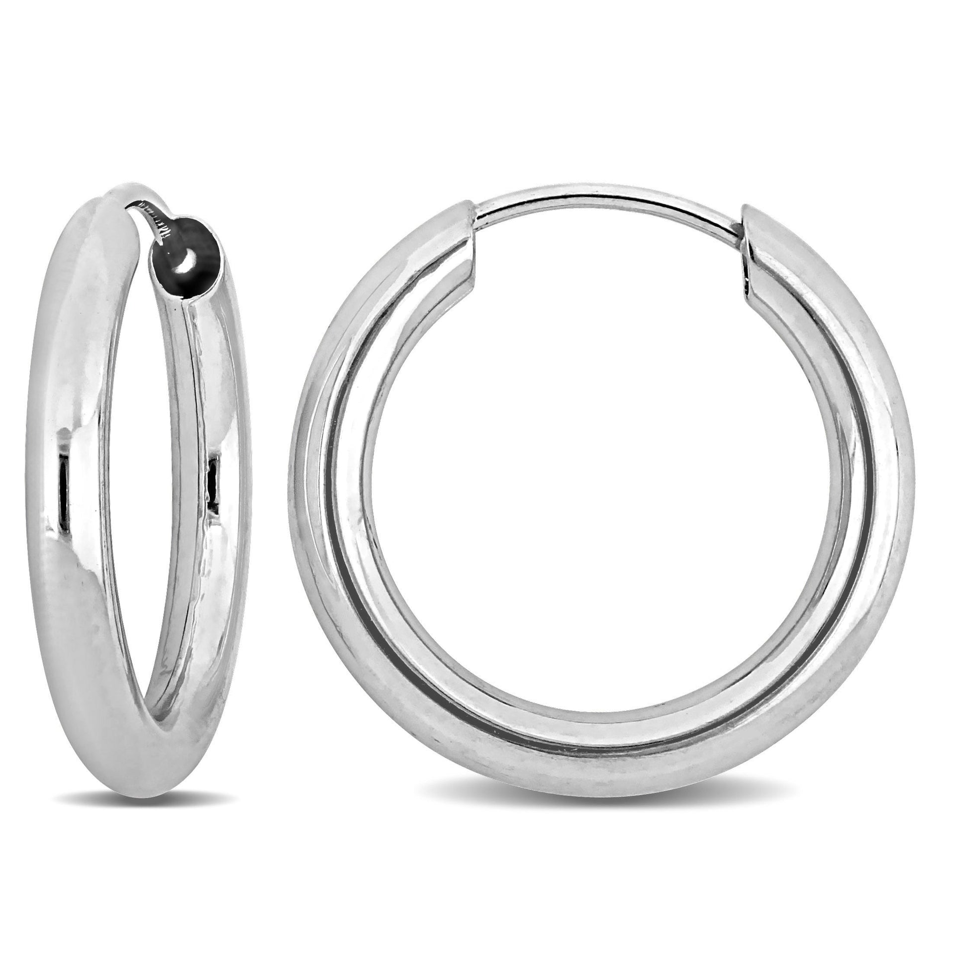 Mimi & Max 15mm Hoop Earrings in 14k White Gold