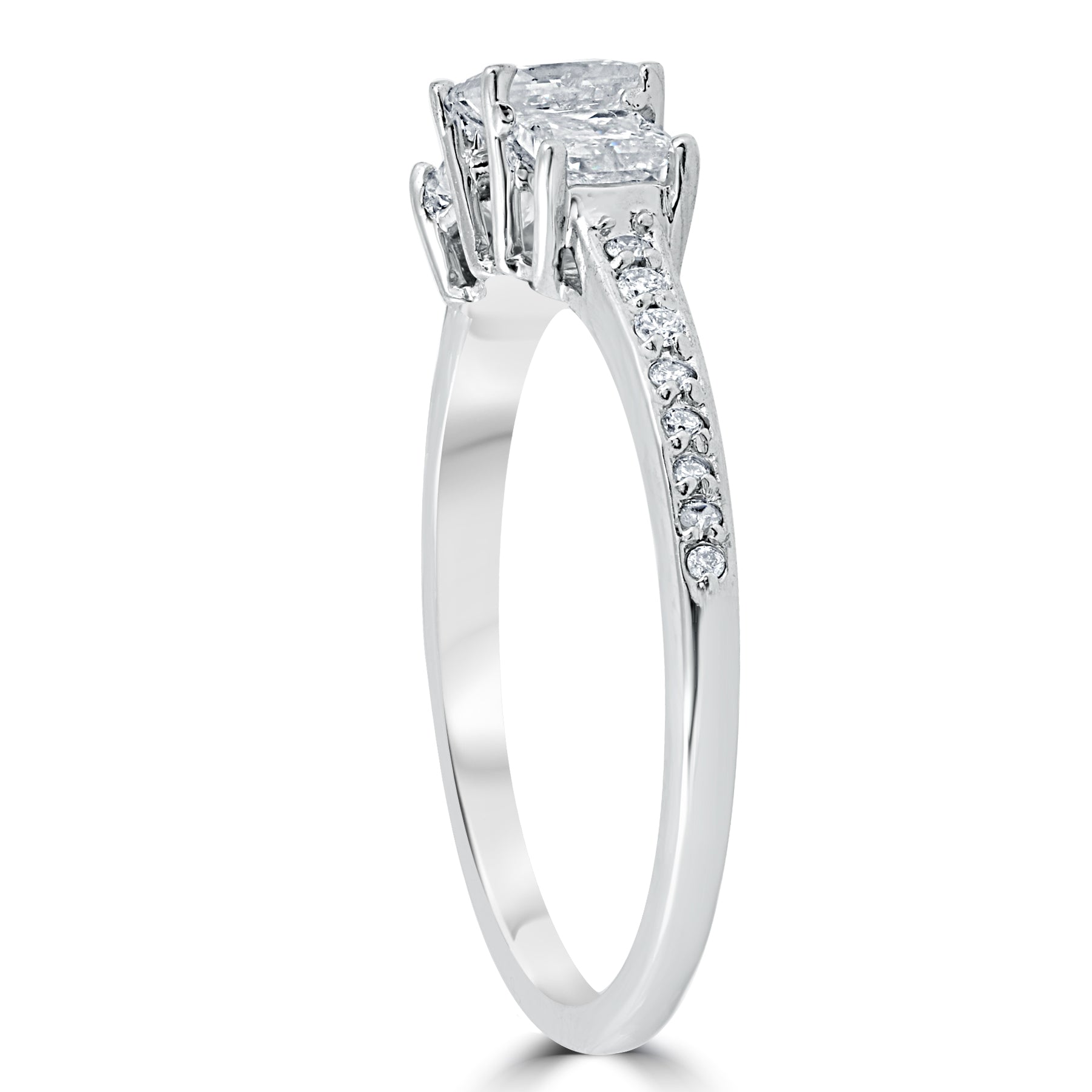 3/4 cttw Princess Cut 3 Stone Diamond Engagement Ring 14k White Gold