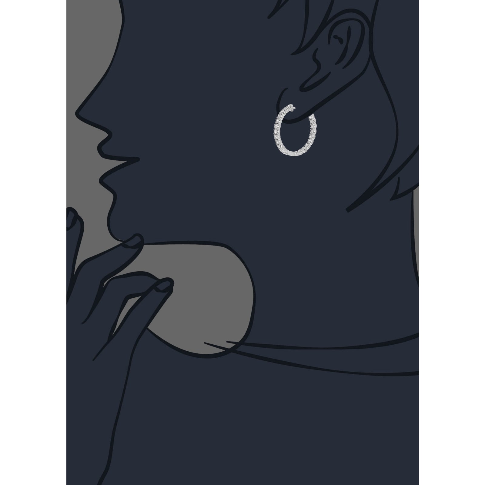 4 cttw Lab Grown Diamond Hoop Earrings 14K White Gold Round Prong Set Inside Out 1.25 Inch