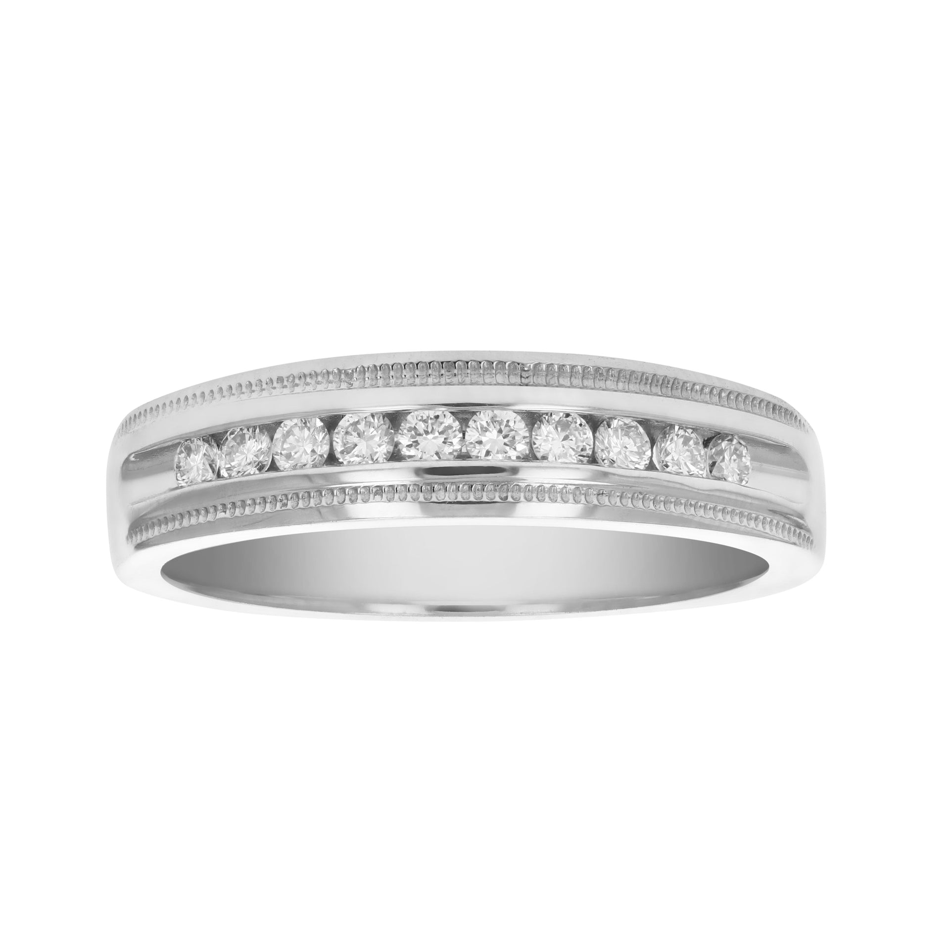 1/4 cttw SI1-SI2 Certified Machine Diamond Wedding Band Milgrain 14K Gold