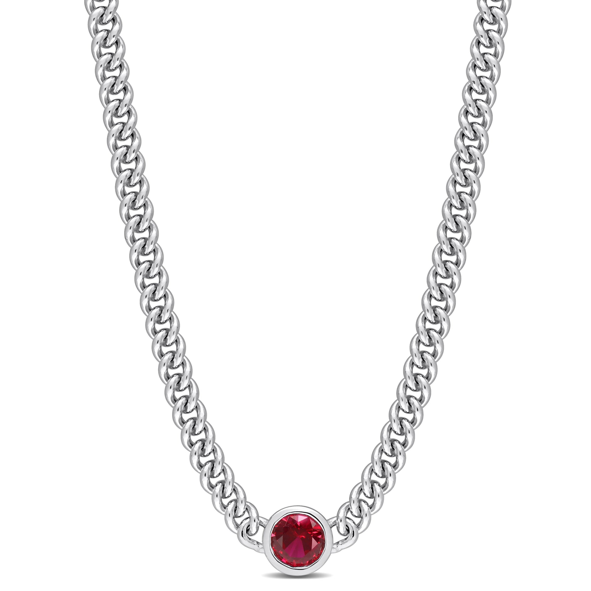 Mimi & Max 1 5/8 CT TGW Created Ruby Necklace in Sterling Silver