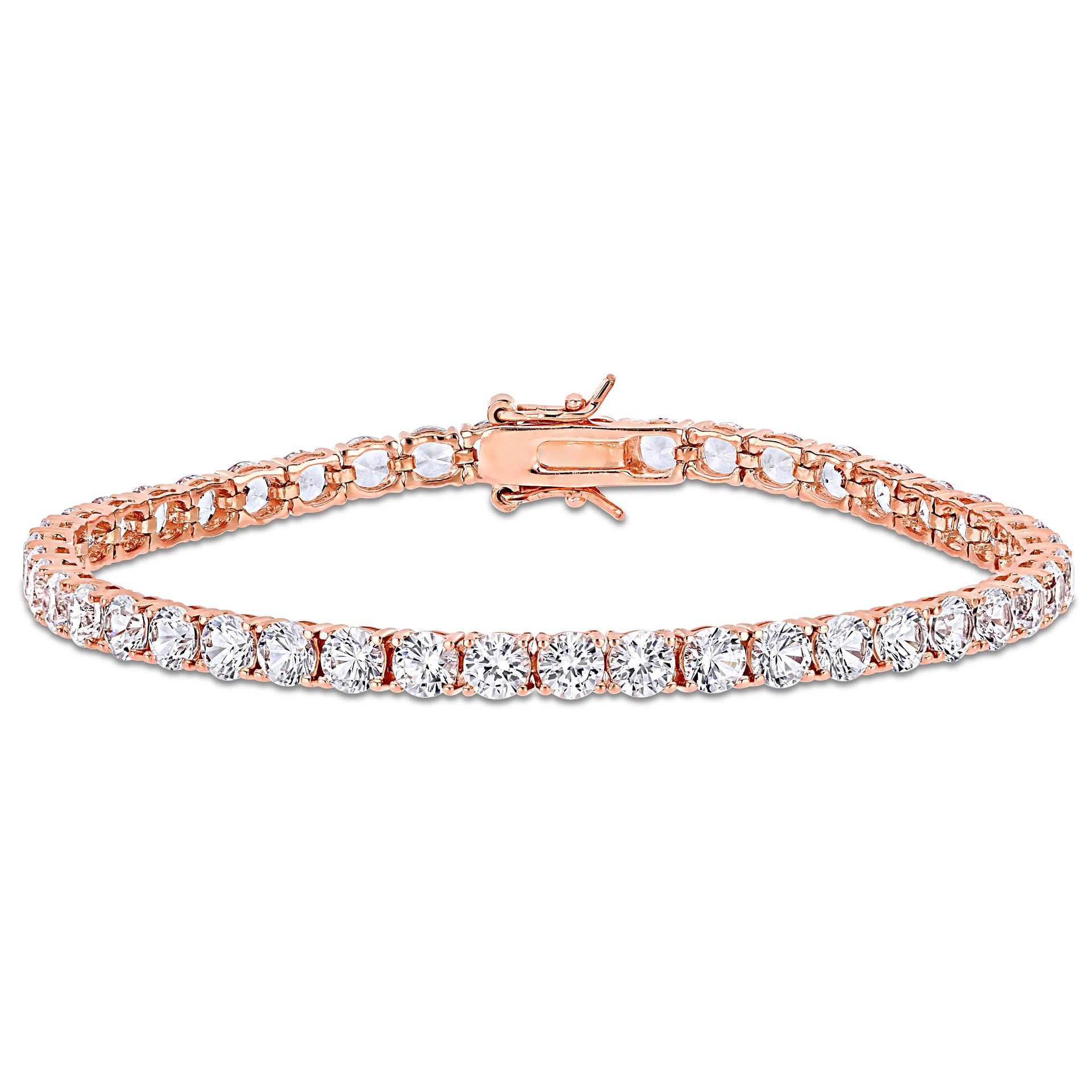 14 1/4 ct TW Created White Sapphire Tennis Bracelet in Rose Silver
