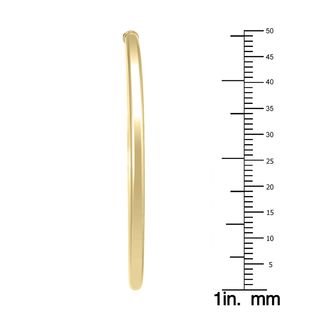 50mm 14K Yellow Gold Filled Endless Hoop Earrings 3mm Gauge