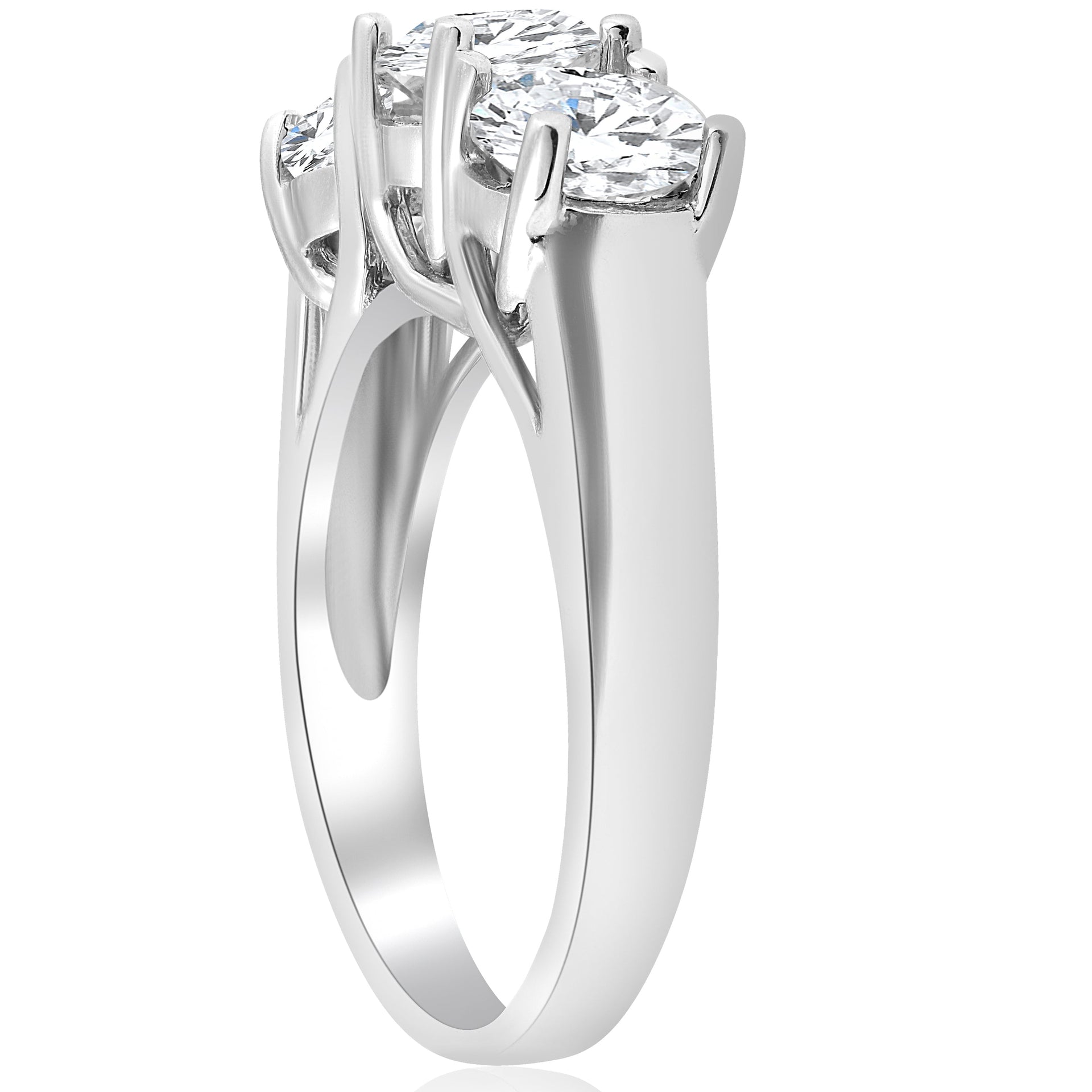 1ct Three Stone Diamond Engagement Ring 14k White Gold