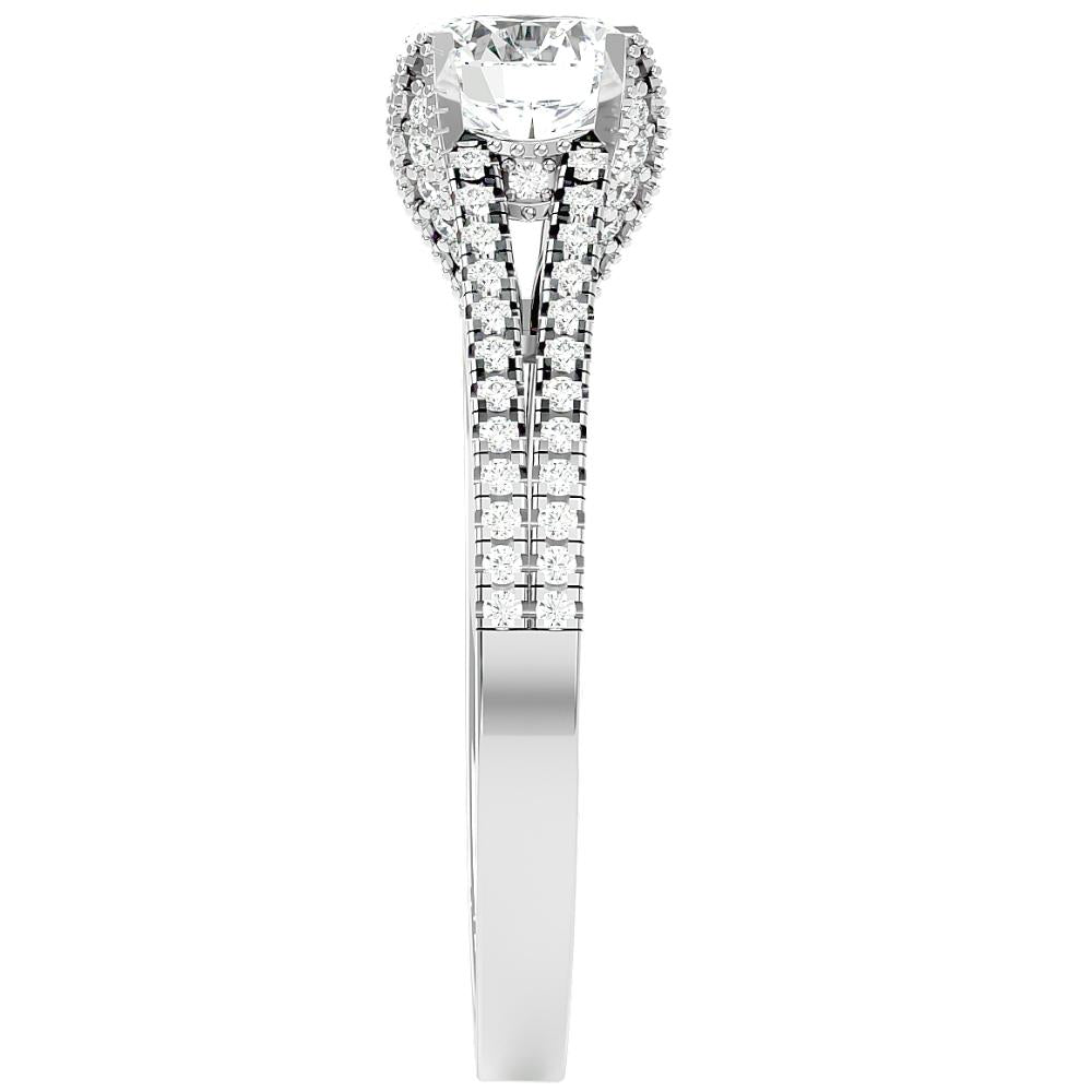 1 1/10Ct Moissanite & Diamond Multi Row Engagement Ring White Yellow Rose Gold