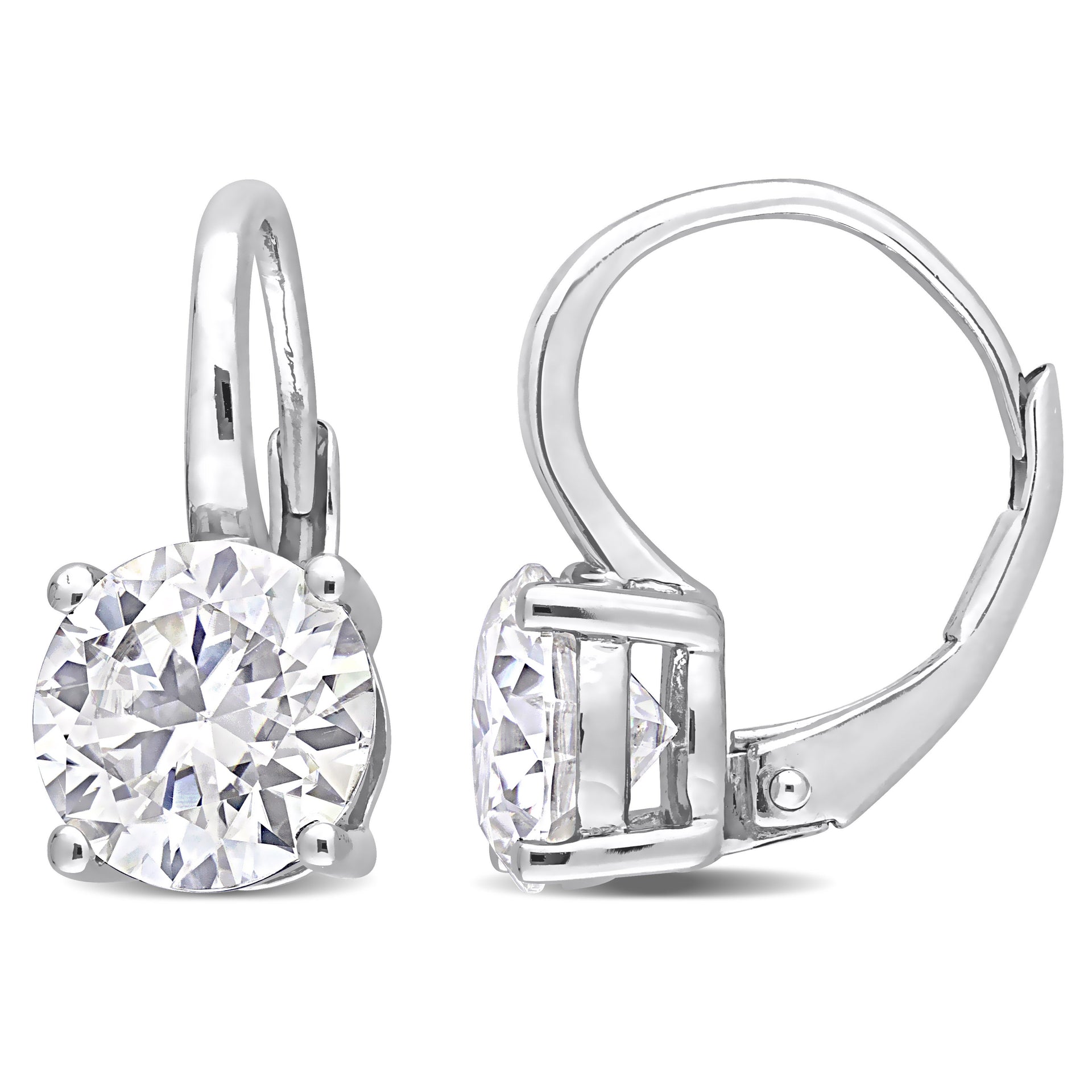 Mimi & Max 3 1/5ct DEW Created Moissanite Solitaire Leverback Earrings in Sterling Silver