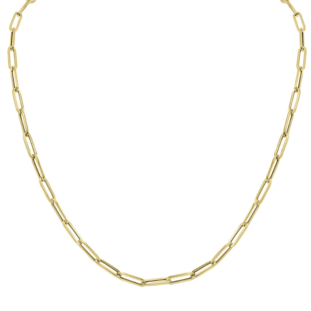 10K Yellow Gold 4.2mm Lite Paperclip Chain With Lobster Clasps - 18 Inch