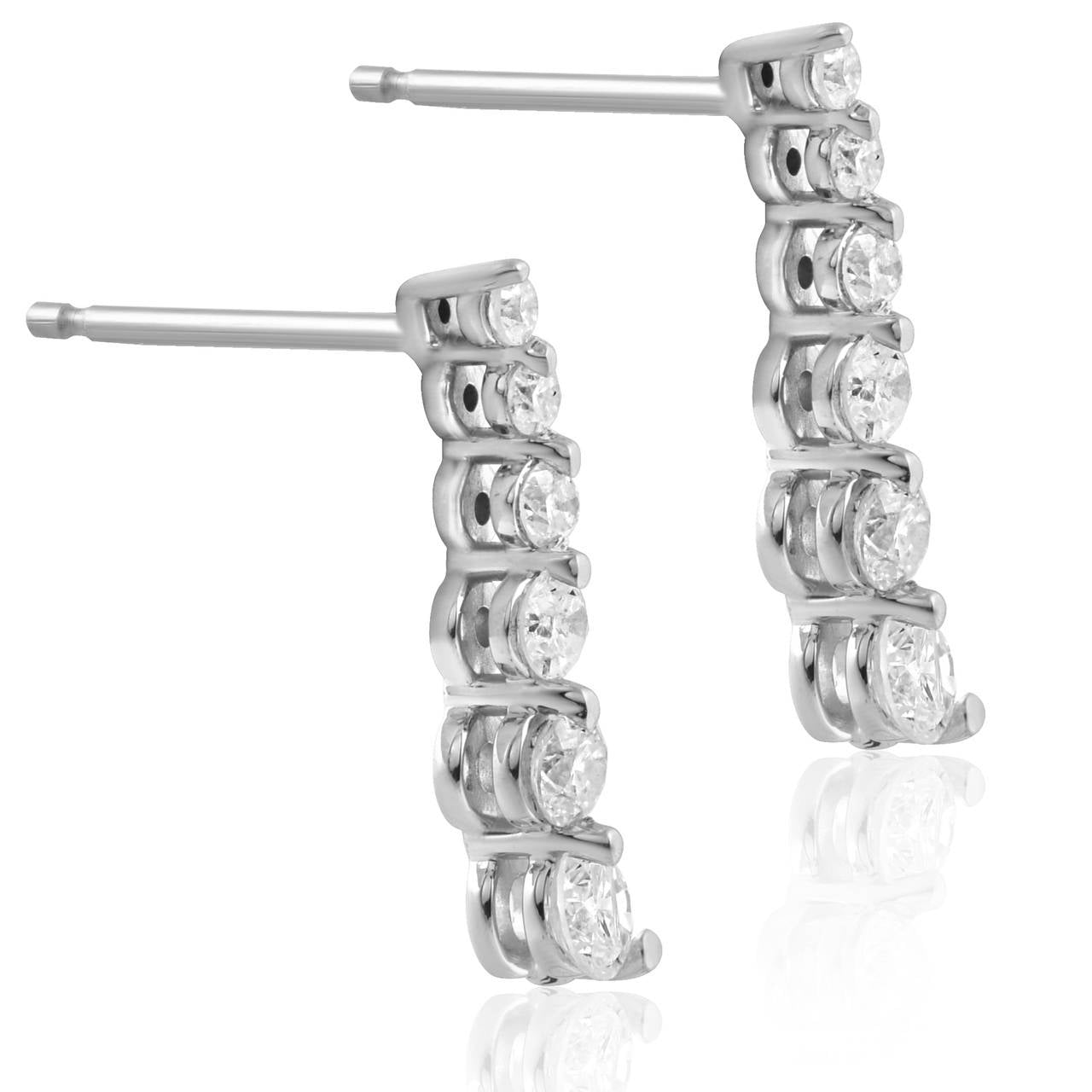 Ladies 1/2 CT Diamond Journey Earrings 14K White Gold