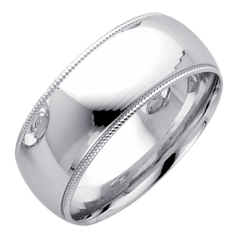 8mm Platinum Milgrain Wedding Band