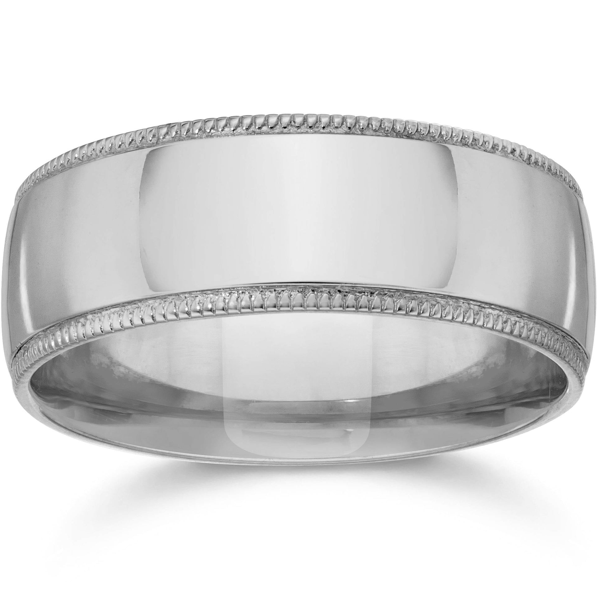 Milgrain Comfort Fit Wedding Band 14K White Gold Size Selectable