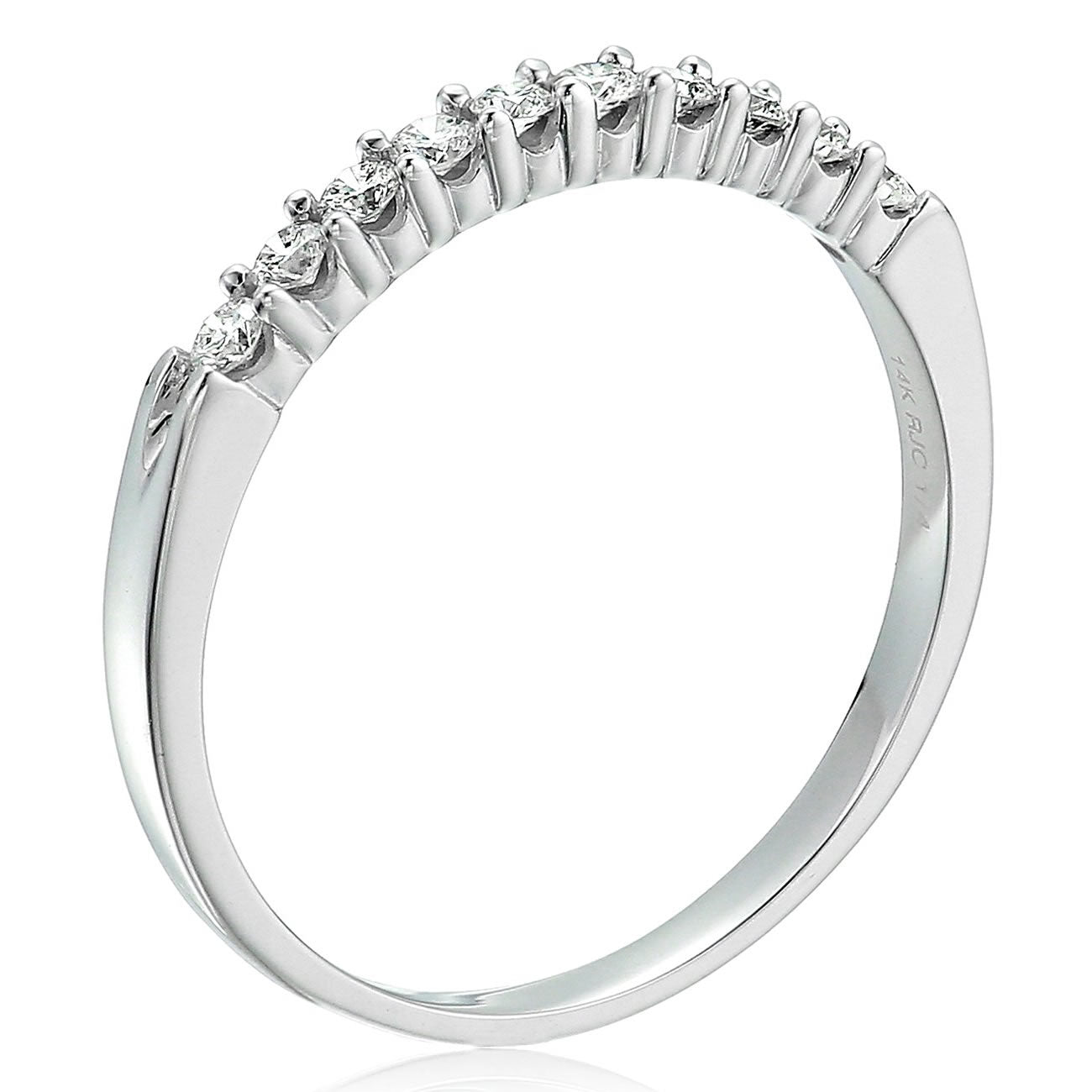 1/3 Cttw Diamond Wedding Band 14K White Gold 10 Stone Prong Set Round