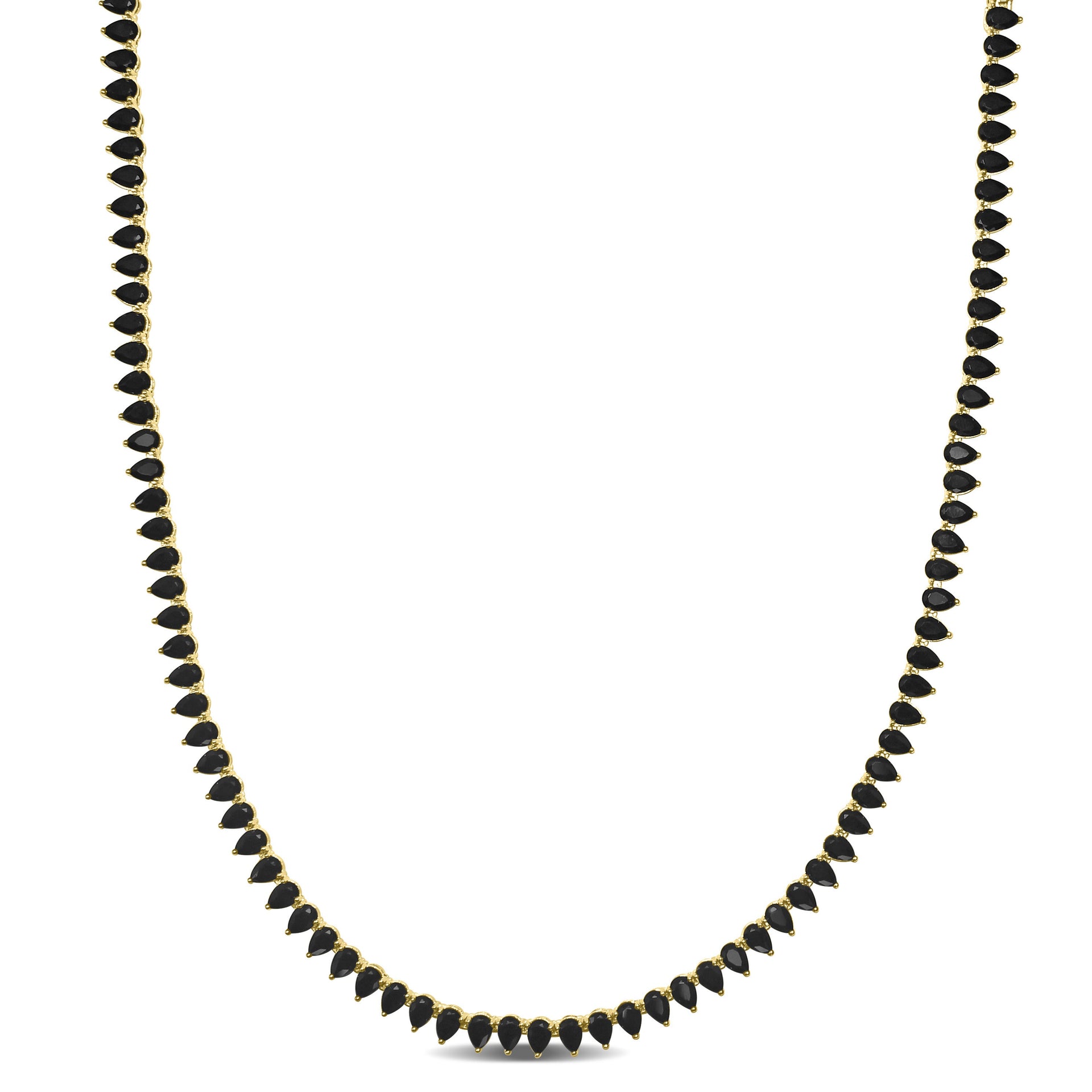 50 1/2 CT TGW Created Black Spinel Tennis Necklace in Yellow Plated Sterling Silver