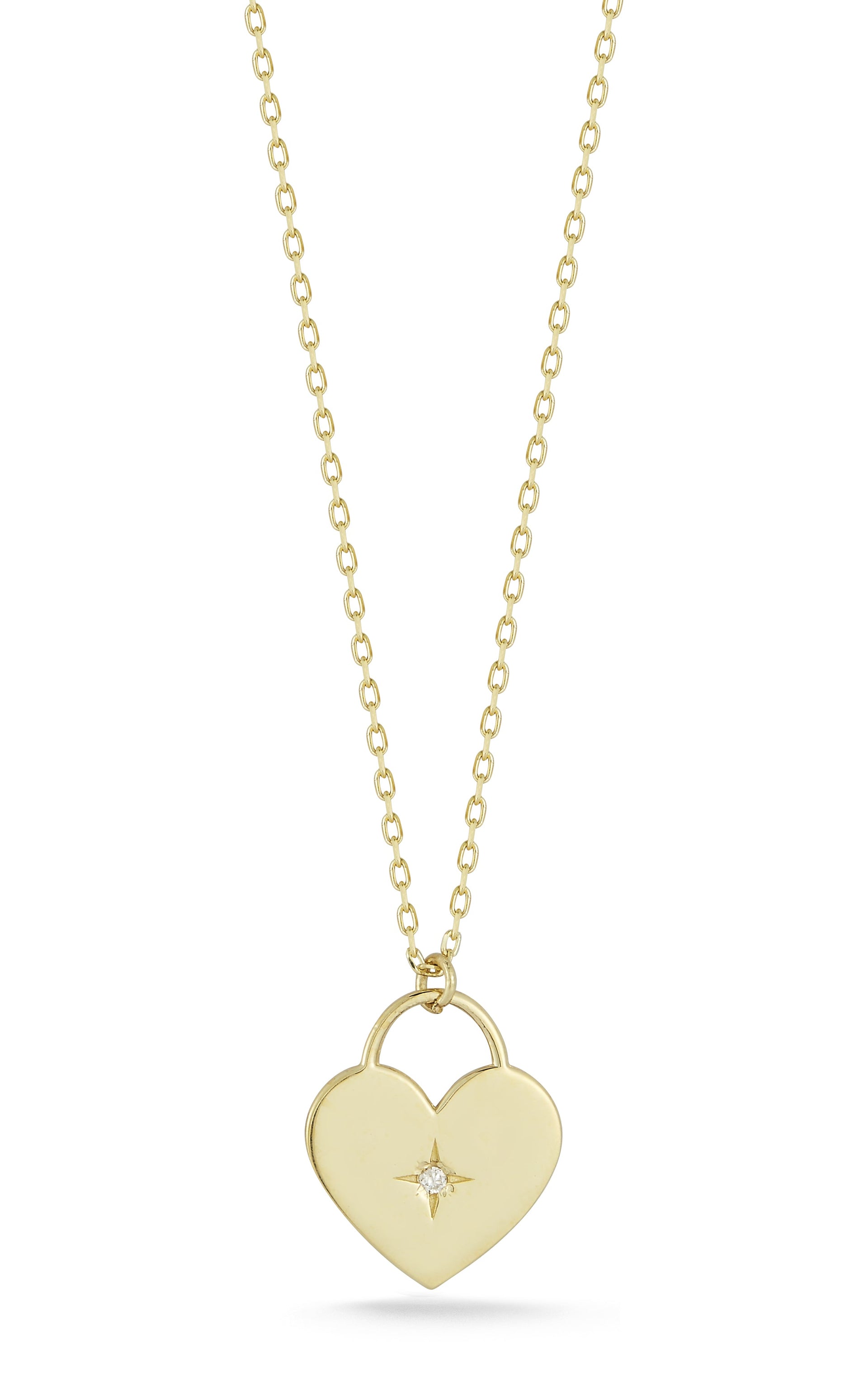 14K Gold & Diamond Heart Padlock Necklace