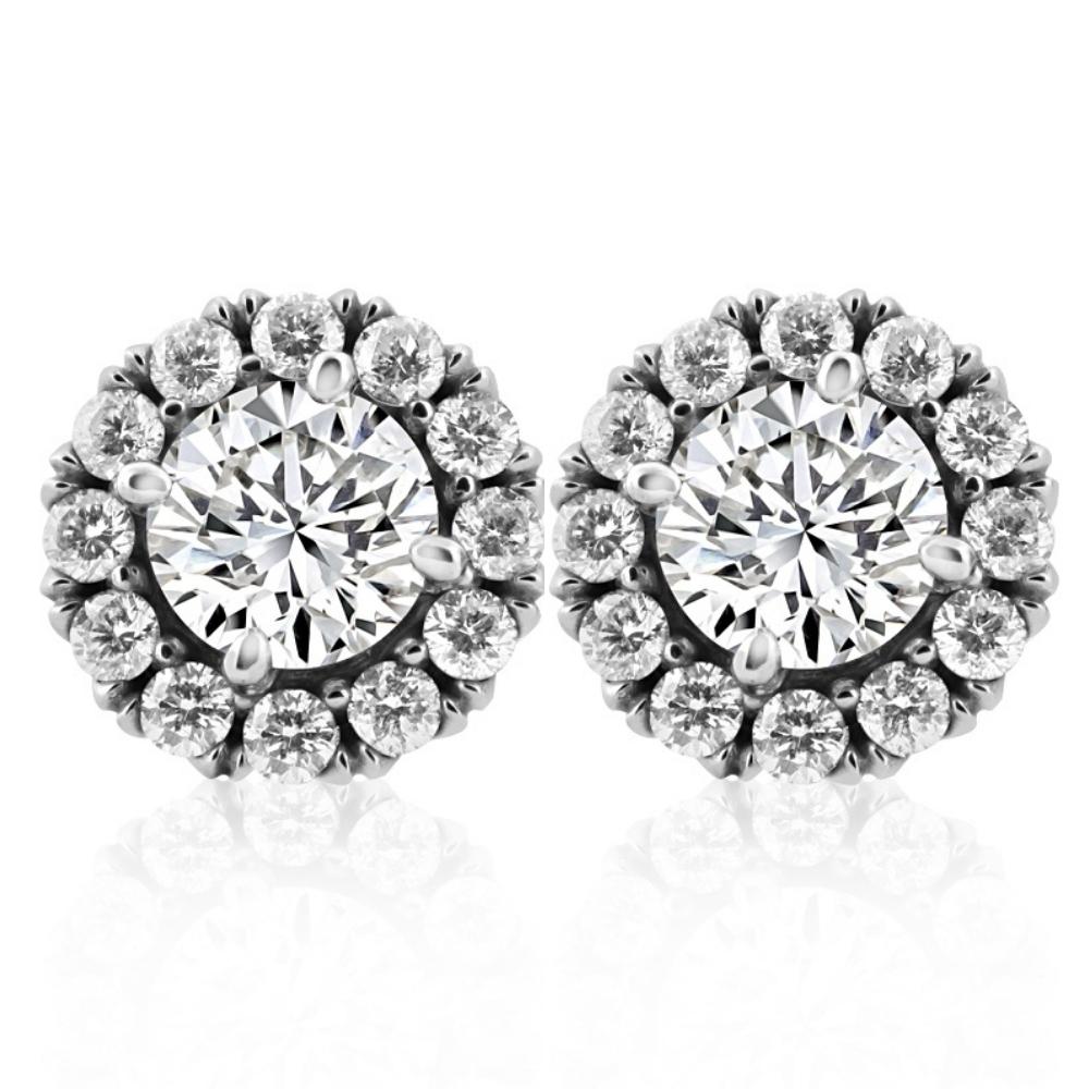 2 1/2 Ct Moissanite & Diamond Studs 14k White Gold Women's Earrings