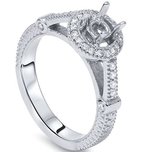 Diamond Engagement Ring Setting Semi Mount Ring 14K White Gold