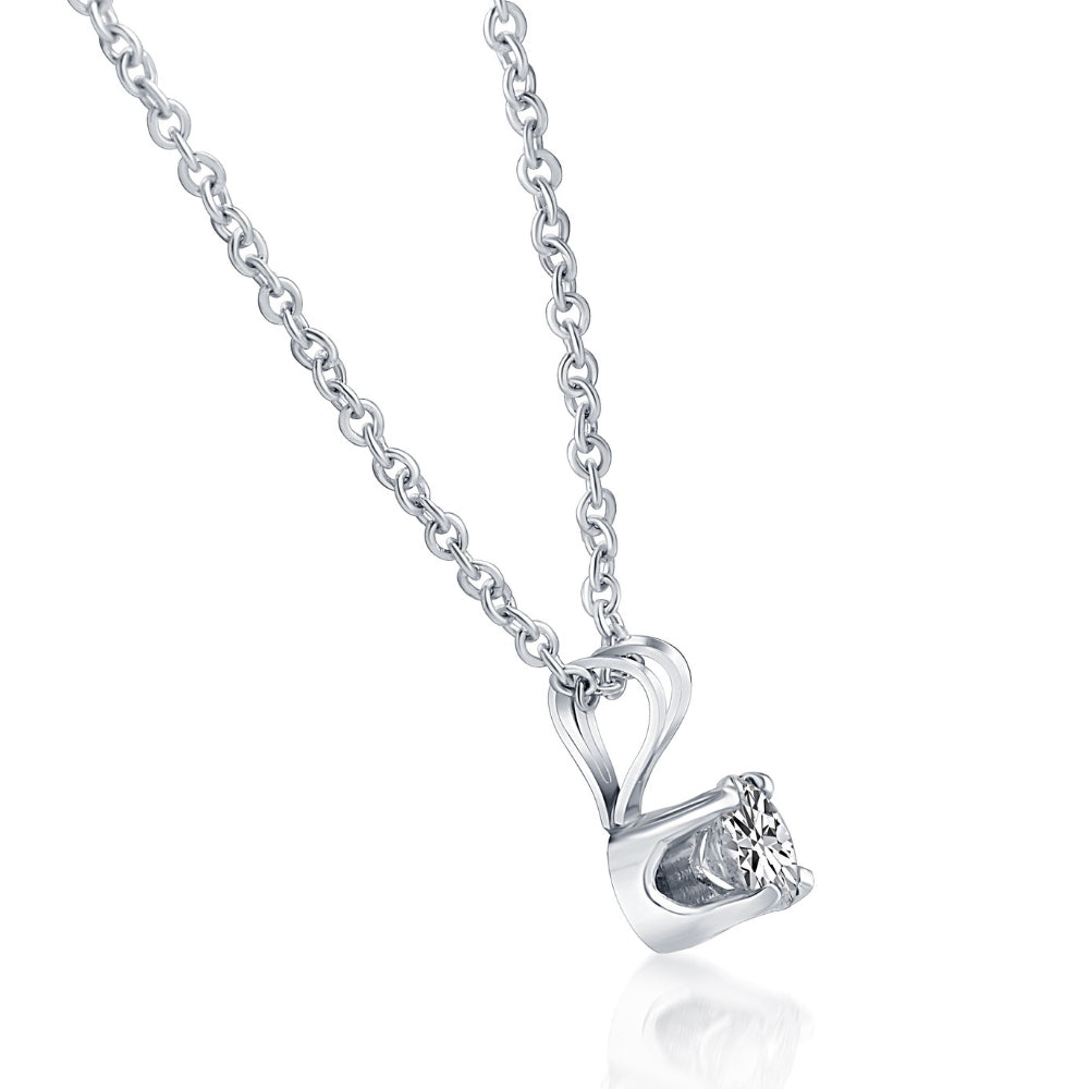 1/5ct Round Diamond Solitaire Pendant Necklace 14K White Gold