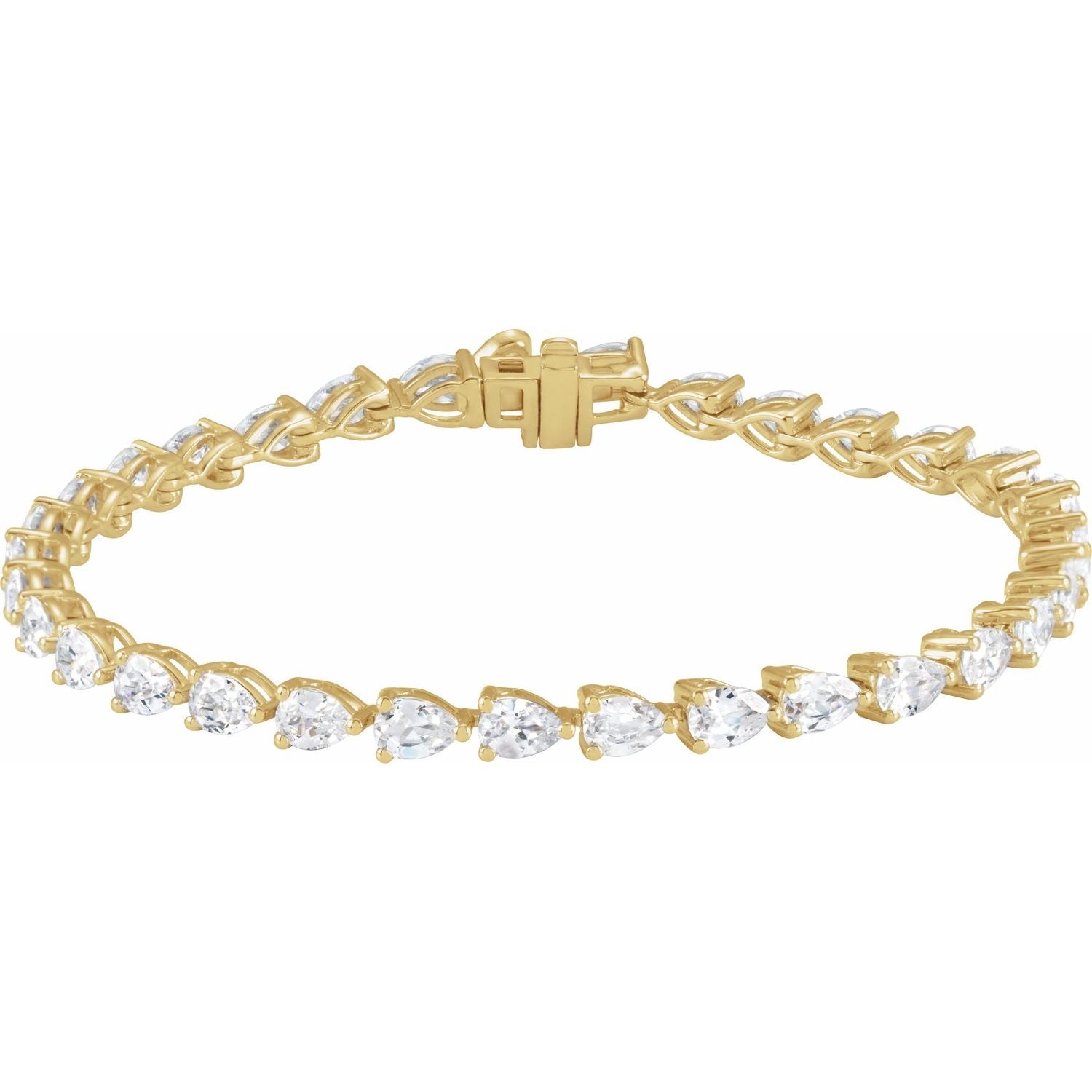 14k Gold 6 1/2 Ctw Lab-grown Diamond Line Bracelet 7'