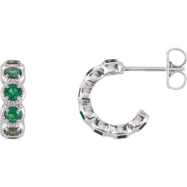 Emerald-Cut Lab-grown Diamond Hoop Earrings in 14K White Gold