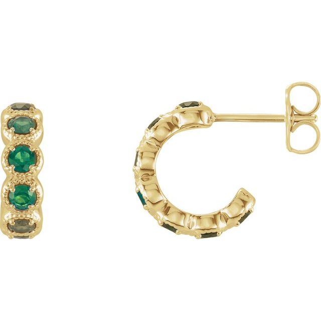 Emerald-Cut Lab-grown Diamond Hoop Earrings in 14K White Gold