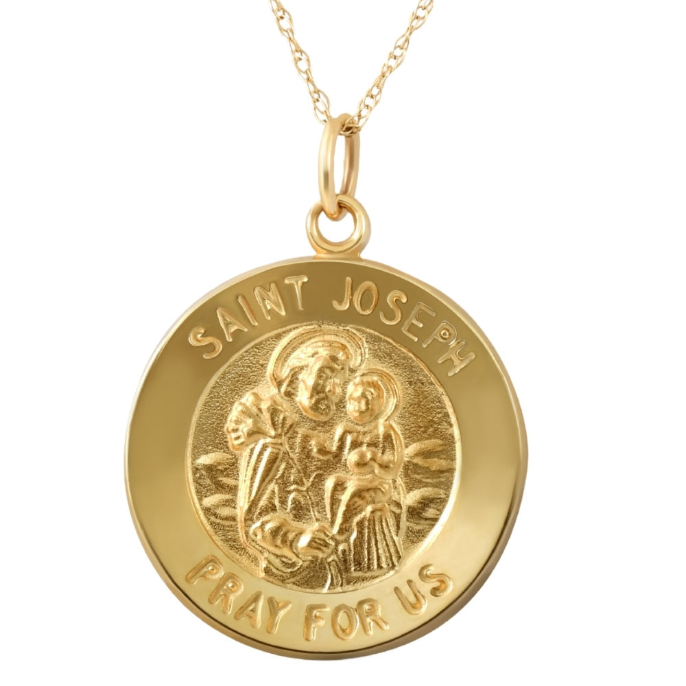 14k Yellow Gold St. Joseph Medal Pendant .5' Tall 2.5 Grams