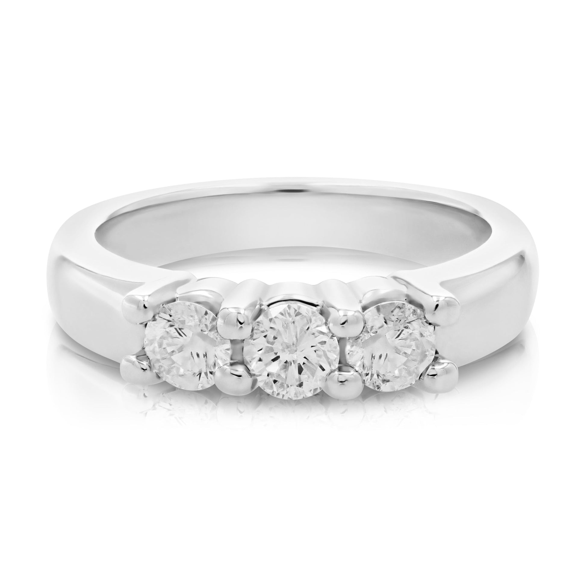 1 cttw Diamond 3 Stone Ring 14K White Gold